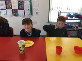 Primary 7 enjoying the big breakfast this morning. 